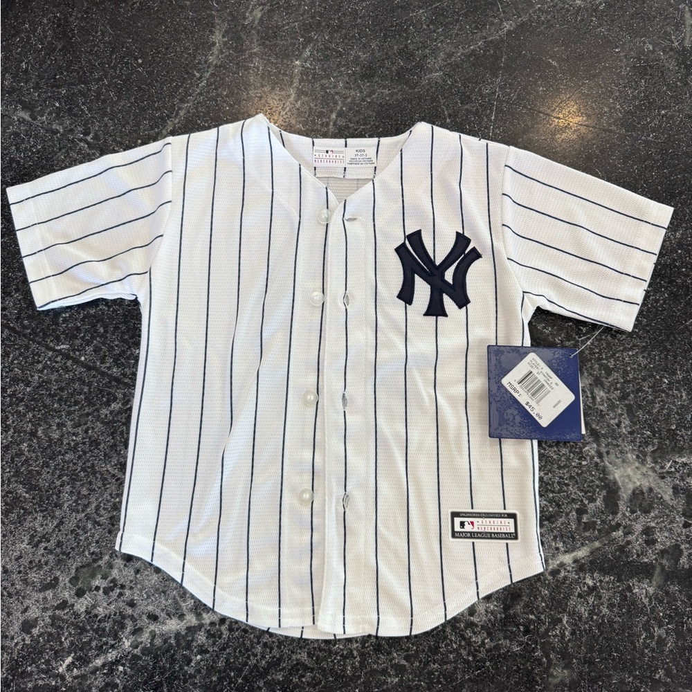 Kids New York Yankees White Pinstripe Baseball Jersey